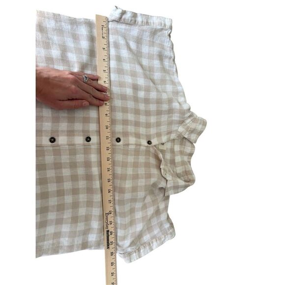 Marine Layer Linen Blend Button Front Short Sleeve Top size M Cream Collared - Picture 5 of 8